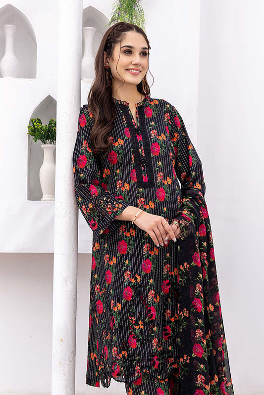 3-Pc Printed Embroidered Lawn Suit
